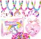 Girls' Unicorn Mermaid Charm Necklace-Making Kit with Beads Set for Birthday Present: Handmade Arts and Crafts Project for Children Ages 3–7 (Unicorn)